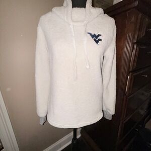 Camp David W Virginia WVU Sherpa Fleece Hoodie Women S White Excellent Pullover